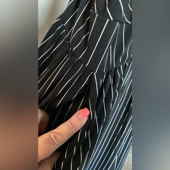 NWOT KAILEIGH Rica Black/White Striped Side Tie Knit Pocket Crop Jumpsuit 3X - Picture 9 of 12